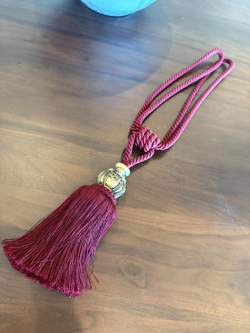 Burgundy and Gold Curtain Drapery Tie-Back Tassel 24" Ornate Passementerie
